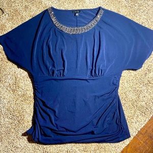 Alyx, size 3x, dark blue blouse for work or outing